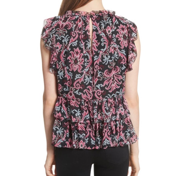 KATE SPADE Silk Tapestry Chiffon Ruffle Top - Picture 5 of 14